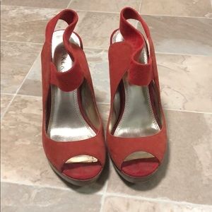 Coral opened toed heels